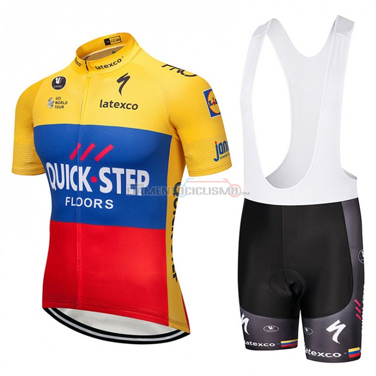 Abbigliamento Ciclismo Quick Step Floors Manica Corta 2018 Giallo Blu Rosso